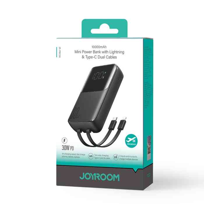 Joyroom JR-PBC06 30W 10000mAh Mini Power Bank with Dual Cables